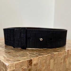 Allsaints Black Crocodile Pattern Belt